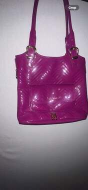 Ted Baker Tama Magenta Pink Chevron Quilted Patent Tote Bag